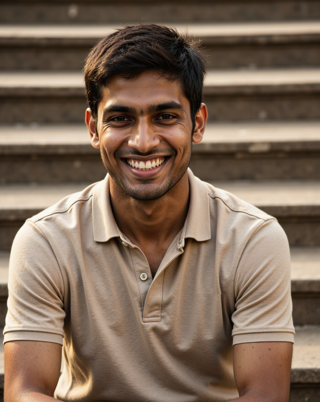 The Skipper Polo in Taupe — on model