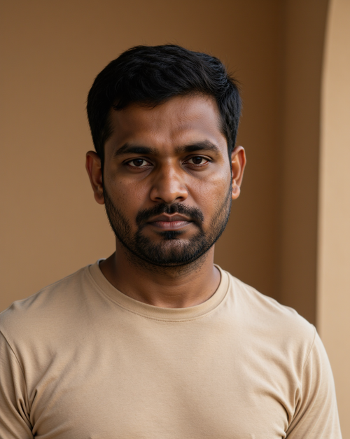 The Considered Tee in Oat — on model