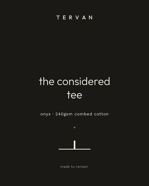 The Considered Tee — onyx, 240gsm combed cotton