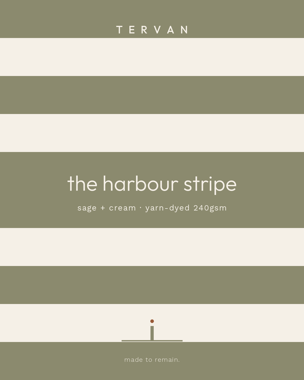 The Harbour Stripe Tee — sage / cream, bold yarn-dyed bands