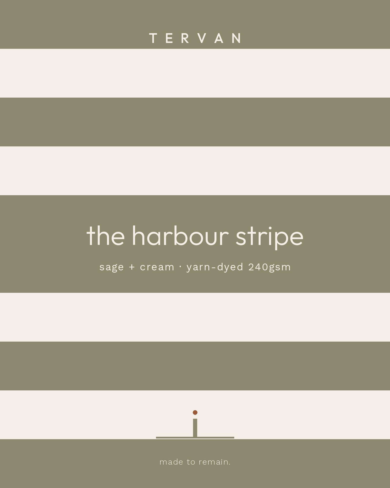 The Harbour Stripe Tee — sage / cream, bold yarn-dyed bands