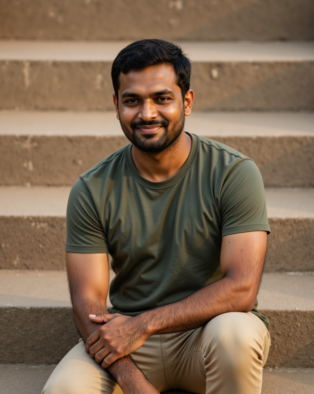 The Considered Tee in Sage — on model