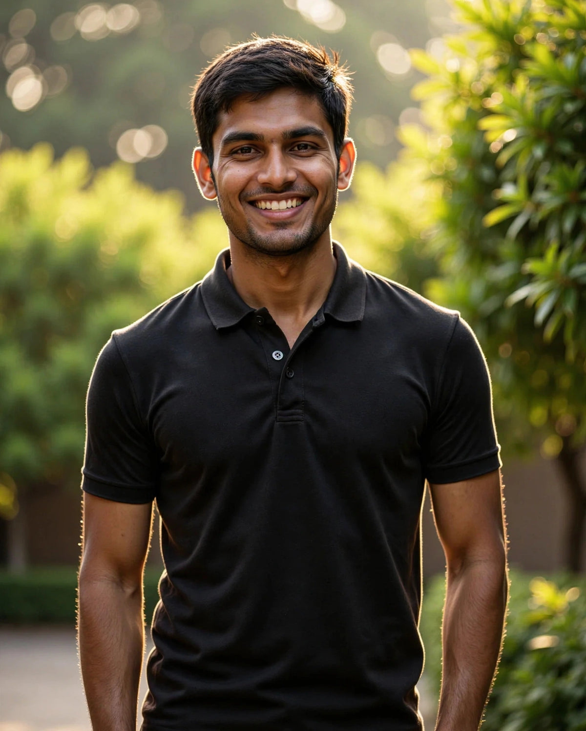 The Skipper Polo in Onyx — on model