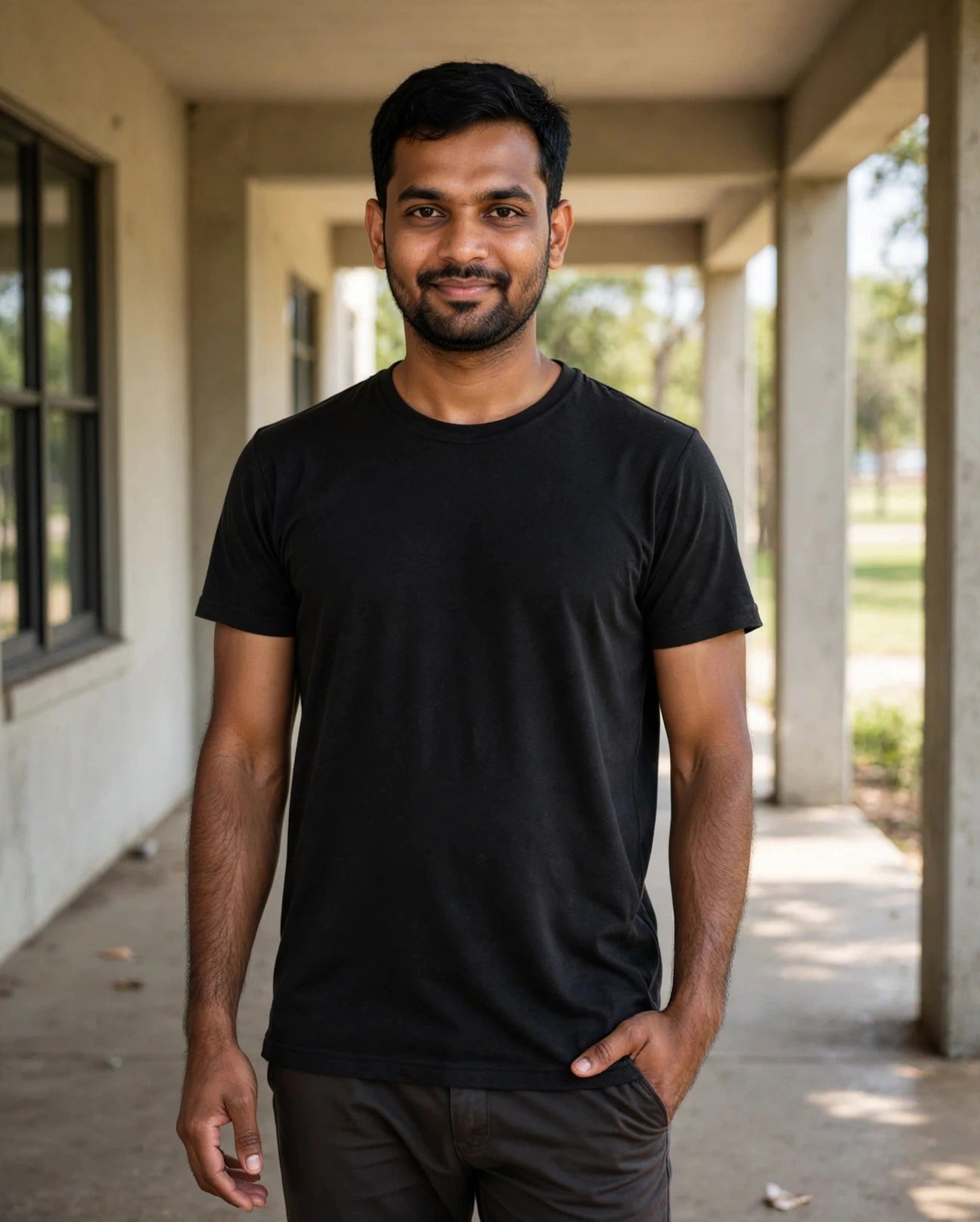The Ottoman Tee in Onyx — on model