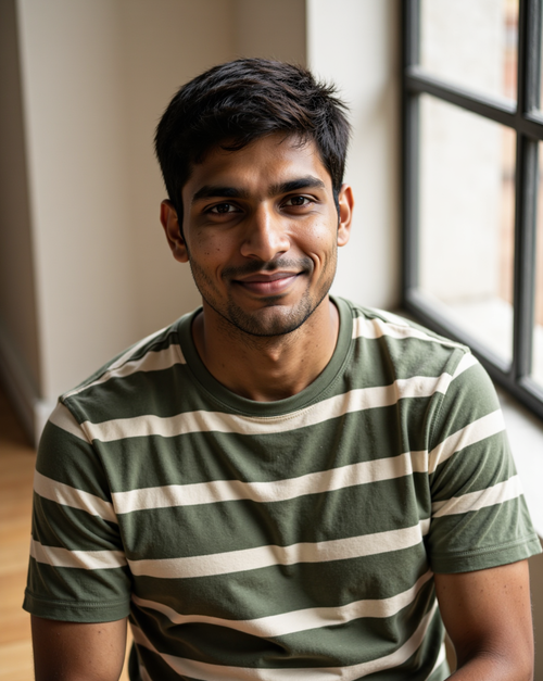 The Harbour Stripe Tee in Sage/Cream — on model